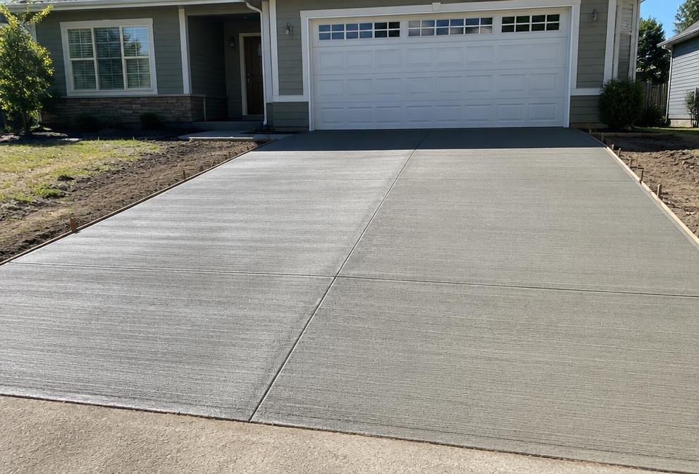 Sample placeholder for a freshly poured broom-finish driveway