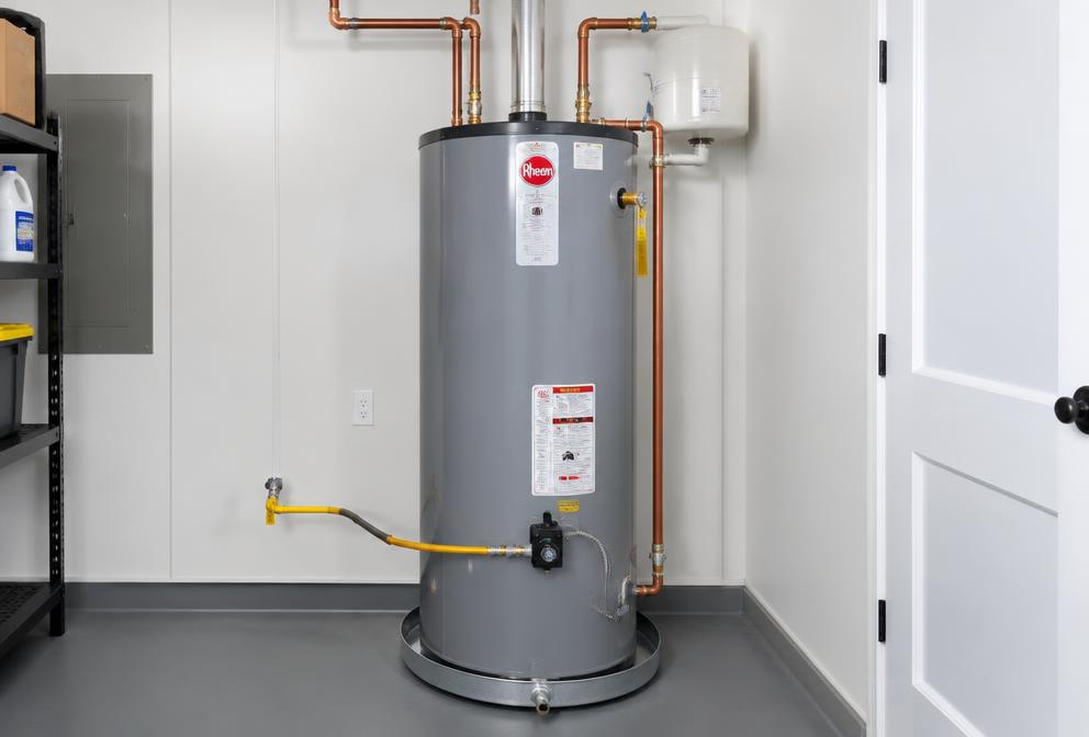 Example photo of a newly installed tank water heater